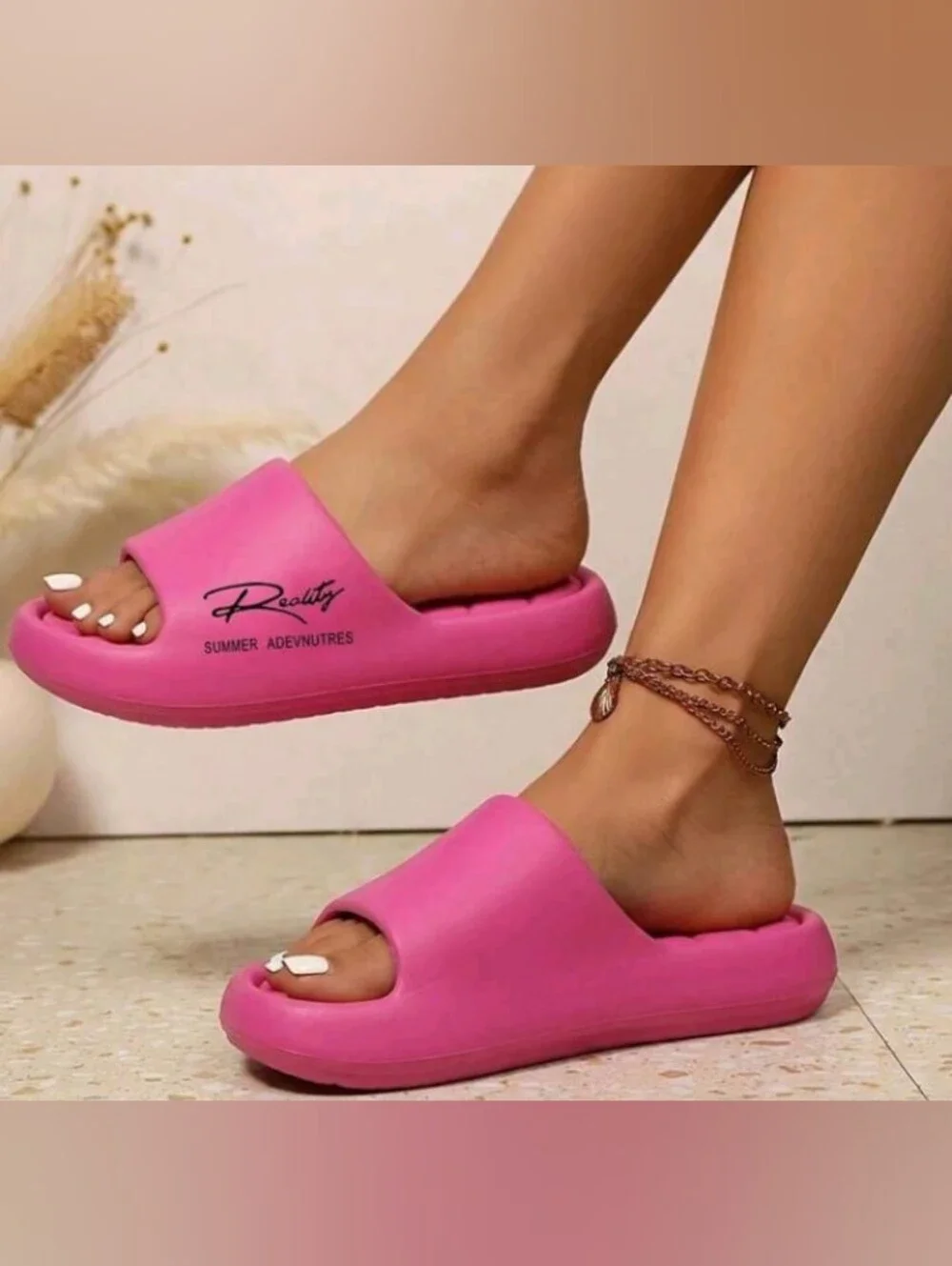 New! Hot Pink Platform Sandals Women's
